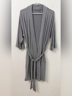 Cozy Earth Women's Bamboo Stretch-Knit Kimono Robe Gray Size Small